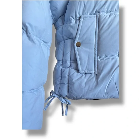 Maralyn & Me Large Quilted Blue Puffer Jacket With Faux Fur Hood - Picture 4 of 8